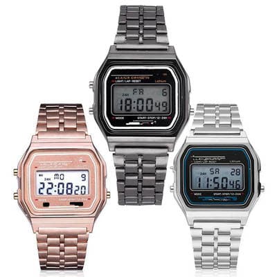 Relógio digital LED estilo vintage WR F91W