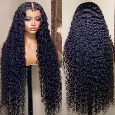 Capa de cabelo encaracolada longa de rolo médio feminino 13x6 Deep Wave Lace Front