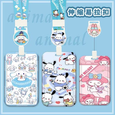 Cartoon Work ID Student Campus Bus Rice Card Access Control With Anti-drop Retractable Easy-Buckle Lanyard Shuttle Card Holder