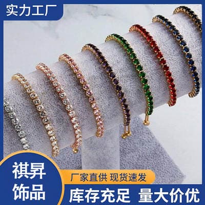 Pulseira de tênis transfronteiriça liga de luxo leve imitação pulseira de cristal de zircão moda feminina pulseira ajustável mulheres