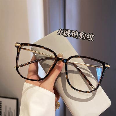 Estilo Coreano Novo Quadro Grande Óculos de Leopardo Miopic Fit Feminino Ultra Light Metal Anti-Blue Eye Frame All Match