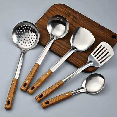 Espátula de aço inoxidável espátula de espátula espátula de fritura espátula de fritura espátula de espátula utensílios de cozinha utensílios de cozinha conjunto completo grande