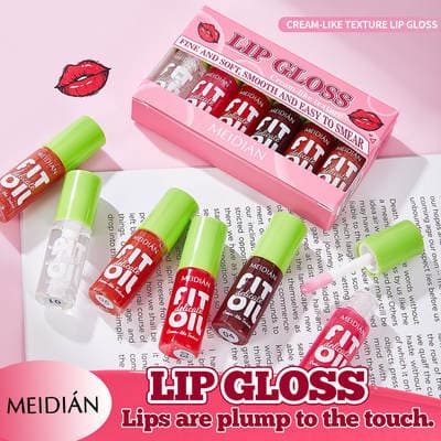 Comércio exterior transfronteiriço Estilo inglês destaques batom antiaderente com esmalte labial conjunto de 6 peças hidratante fácil de colorir leve e sedoso