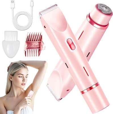 Barbeador elétrico feminino recarregável à prova d 'água barbeador de cabeça dupla barbeador de corpo inteiro barbeador molhado seco barbeador duplo máquina de depilação transfronteiriça