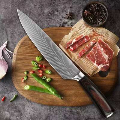 Faca de chef transfronteiriça de Damasco Faca de cozinha caseira Faca de chef ocidental