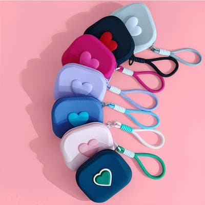 Mala pequena de mão em silicone para auriculares e moedas