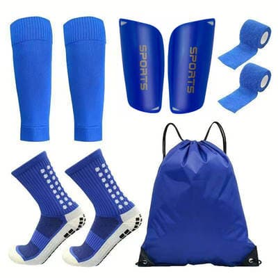 Kit de 5 peças de equipamento de futebol com caneleiras