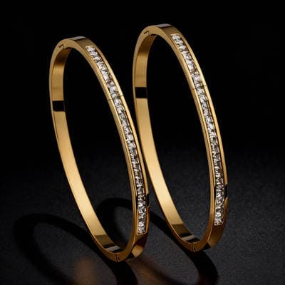 Bracelete de aço inoxidável com zircónias