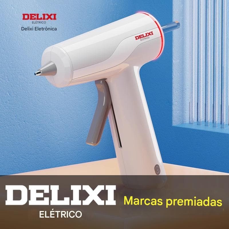 Pistola de cola quente Delixi + 30 bastões de cola